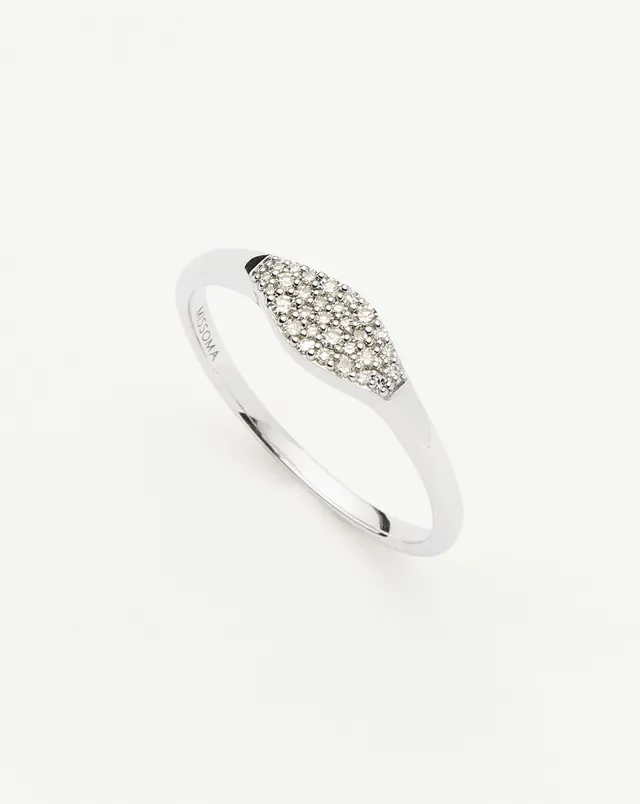 Missoma Diamond Signet sormus 9k valkokulta timantti