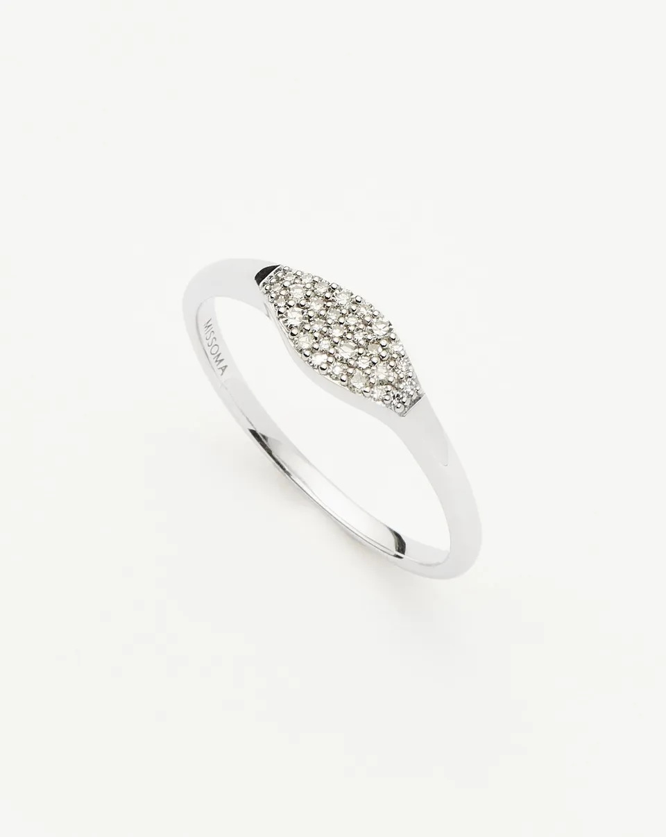 Missoma Diamond Signet sormus 9k valkokulta timantti