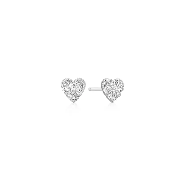 Ania Haie Starlit Drops Pavé Heart nappikorvakorut hopea zirkonia