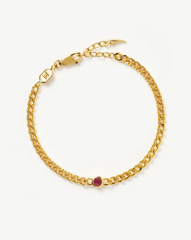 Missoma July Birthstone Chain rannekoru kultavermeil rubiini S/M