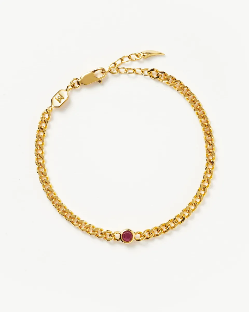 Missoma July Birthstone Chain rannekoru kultavermeil rubiini S/M