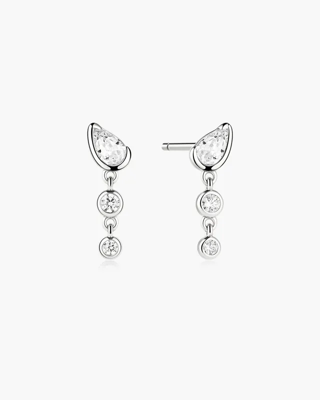 Ania Haie Wanderer Teardrop Bezel korvakorut hopea zirkonia